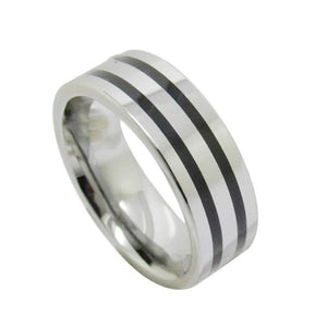 Men's Tungsten Channel Setting Engagement Round Trendy Ring