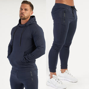 Men's Polyester Hooded Full Sleeve Compression Sportswear Set