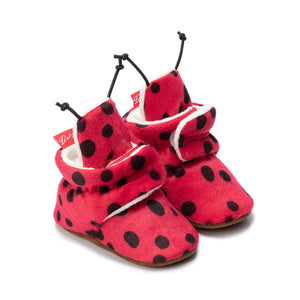 Baby's Round Toe Hook Loop Closure Dotted Pattern Crib Shoes