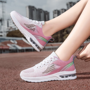 Women's Polyester Lace-Up Patchwork Pattern Walking Running Shoes