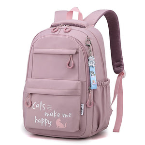 Kid's Girl Nylon Letter Pattern Zipper Closure School Backpack