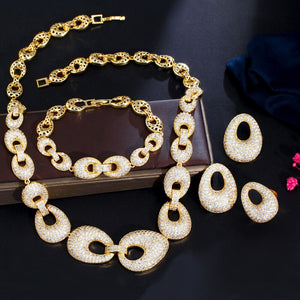 Women's Copper Cubic Zirconia Vintage Geometric Jewelry Set