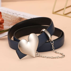 Women's Genuine Leather Heart Shaped Smooth Buckle Trendy Belt