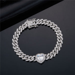 Men's Zinc Alloy Link Chain Toggle Clasp Heart Shape Bracelet