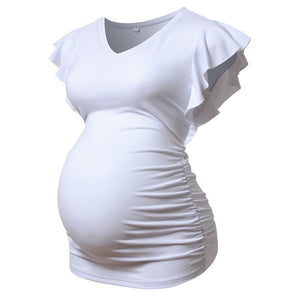 Women's Spandex V-Neck Short Sleeves Pregnancy Maternity Top