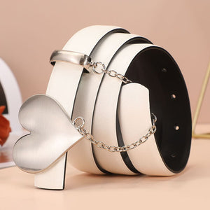 Women's Genuine Leather Heart Shaped Smooth Buckle Trendy Belt