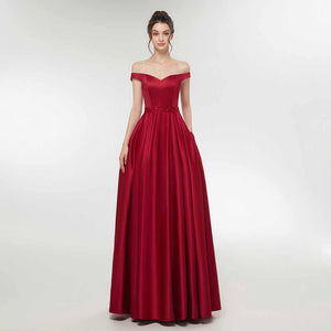 Women's Polyester Off-Shoulder Floor-Length Formal Gown Dress