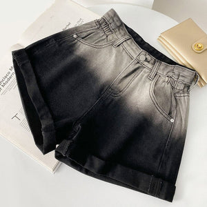 Women's Polyester Short Length Zipper Fly Closure Gradient Shorts