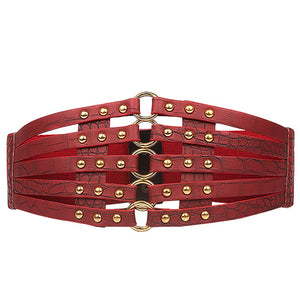 Women's Faux Leather Solid Pattern Buckle Strap Elegant Belts