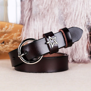 Women's Split Leather Solid Pattern Buckle Strap Elegant Belts