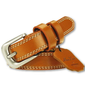 Women's Genuine Leather Plain Alloy Pin Buckle Closure Waistband Belts