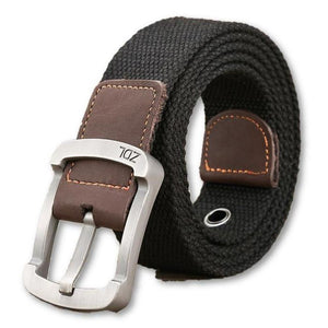 Men's Canvas Striped Pattern Square Alloy Pin Buckle Belts