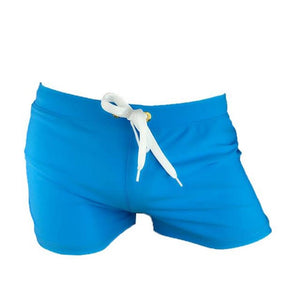 Men's Solid Elastic Low Waist Slim-Fit Plain Swimwear Shorts Outfits
