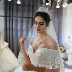 Women's Off Shoulder Straps Court Train Lace Wedding Dress