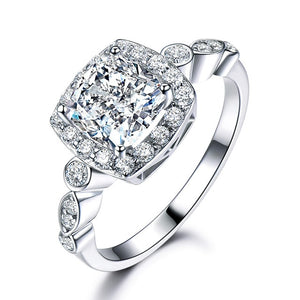 Women's 100% 925 Sterling Silver Square Zircon Engagement Ring