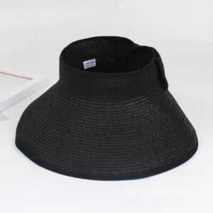 Women's Round Straw Linen Adjusted-Straps Wide Brim Sun Hats