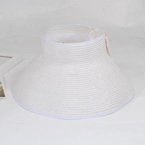 Women's Round Straw Linen Adjusted-Straps Wide Brim Sun Hats