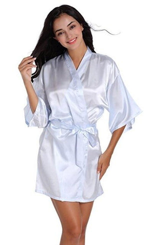 Women's Open Stitch Flare Sleeve Plain Belted Waist Nightgown