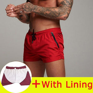 Men's Elastic Drawstring Waist Quick-Dry Zip Pocket Beachwear Shorts