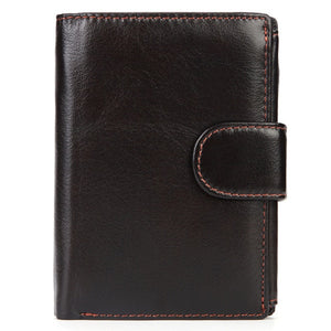 Men's Genuine Leather Inner Card Holder Hasp Closure Bifold Wallets