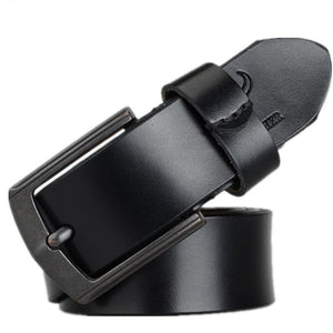 Men's Genuine Leather Plain Strap Pin Buckle Closure Belts