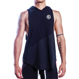 Men's O-Neck Sleeveless Quick Dry Sportswear Hooded Stringer Vests