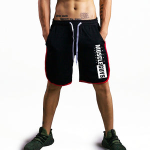 Men's Drawstring Waist Letter Printed With Pocket Workout Shorts