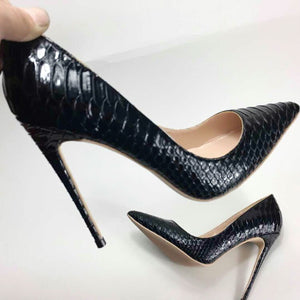 Women's Leather Pointed Toe Thin High Heel Pumps Shoes