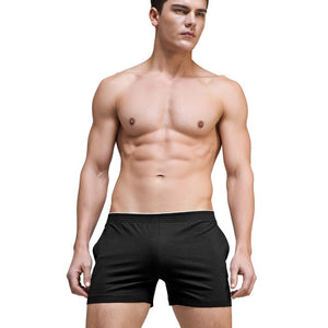 Men's Low Elastic Waist Plain Quick-Dry Swimwear Boxer Shorts