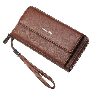 Men's Leather Large Capacity Pocket Zipper Long Writslet Wallets