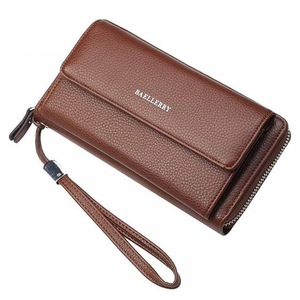 Men's Leather Large Capacity Pocket Zipper Long Writslet Wallets