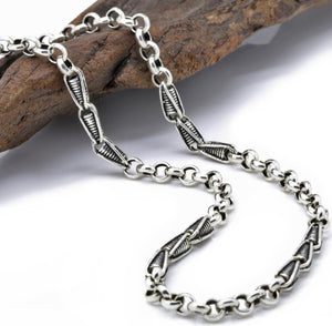 Men's Sterling Silver Thick Corn Round Loop Chain Necklace