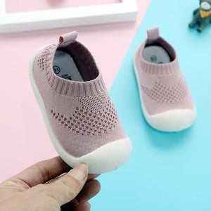 Baby's Round Toe Mesh Stretchy Patchwork Slip-On First Walker Sneakers