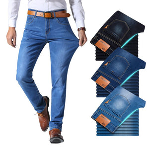 Men's Low Waist Plain Button Zipper Pocket Denim Slim Jeans