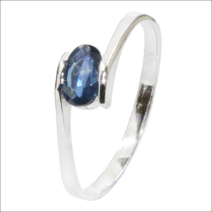 Women's 100% 925 Sterling Silver Round Blue Sapphire Stud Ring