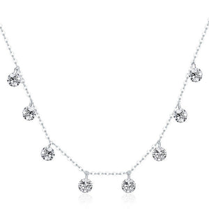 Women's 100% 925 Sterling Silver Round Zircon Pendant Necklace