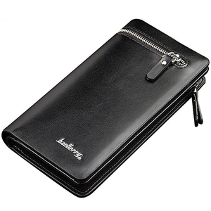 Men's Leather Large Capacity Pocket Long Double Zipper Wallets