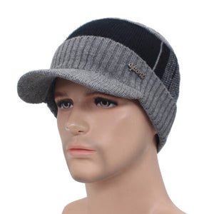 Men's Faux Fur & Acrylic Winter Wear Beanies Knitted Neck Hats