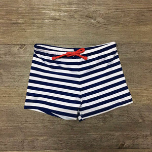 Kid's Elastic Drawstring Waist Striped Quick-Dry Swim Trunk Shorts