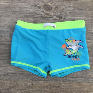 Kid's Elastic Drawstring Waist Print Quick-Dry Swim Trunk Shorts