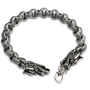 Men's 100% 925 Sterling Silver Round Cross Chain Hook Bracelet