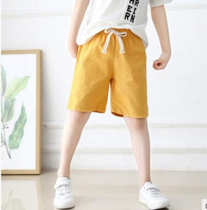 Kid's Elastic Drawstring Waist Plain Above Knee Side Pocket Shorts