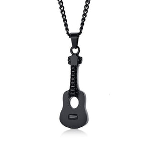 Men's 100% Stainless Steel Guitar Music Style Pendant Necklace