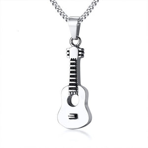 Men's 100% Stainless Steel Guitar Music Style Pendant Necklace