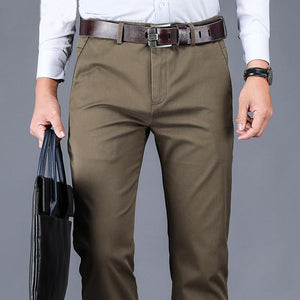 Men's Low Waist Plain Button Zipper Side Pocket Straight Pants