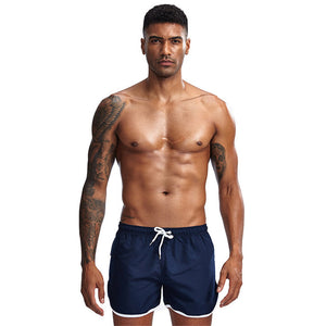 Men's Elastic Drawstring Waist Plain Quick-Dry Pocket Swim Shorts