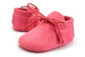 Baby's Round Toe Fringe Pattern Lace Up Anti Slip Shoes