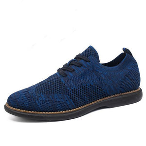 Men's Round Toe Mesh Striped Cross Lace-Up Casual Flat Shoe