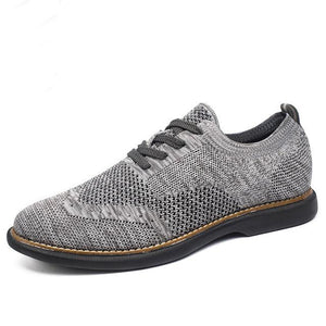 Men's Round Toe Mesh Striped Cross Lace-Up Casual Flat Shoe