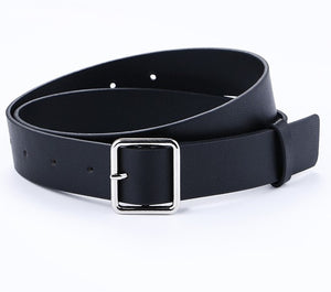 Women's Genuine Leather Strap Round Pin Buckle Closure Belts